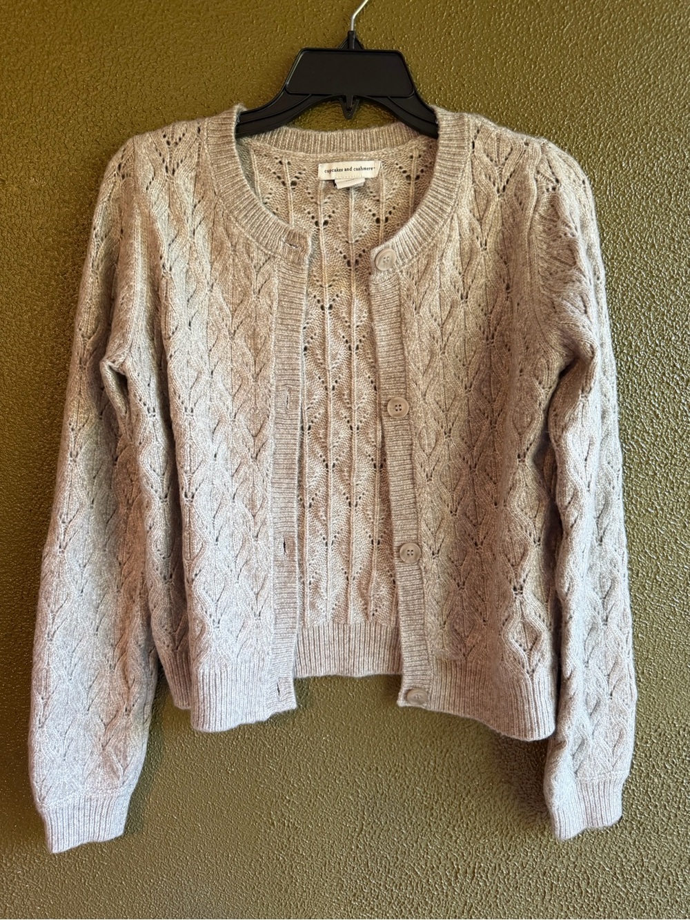 cupcakes & cashmere Openwork Cable Cardigan - Light Taupe